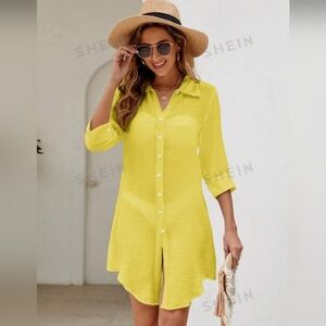 SHEIN Swim Half Sheer Button Up Kimono Size S NEW